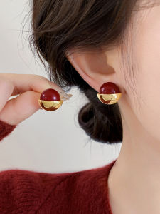 Pianist | New Year Red Pearl Fashionable Earrings