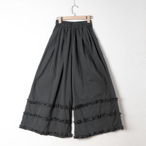 Artistic Style Loose Wide Leg Pants Womens Light Blue Gored Casual Trousers High Waist Cotton Autumn Fashion Casual Pants