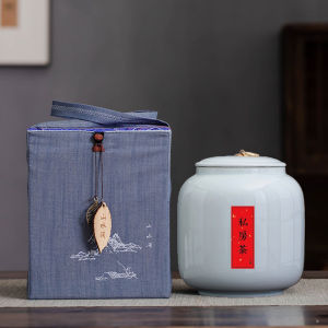 Large 1.5kg Ceramic Blue Porcelain Tea Canister Sealed Moisture Proof Empty Tea Box Tea Storage Jar Chinese Style Tea Gift Box