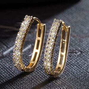 Huitan Silver Color Fashion Elegant Hoop Earrings with Shiny Cubic Zirconia for Women Anniversary Gift Wedding Party Accessories