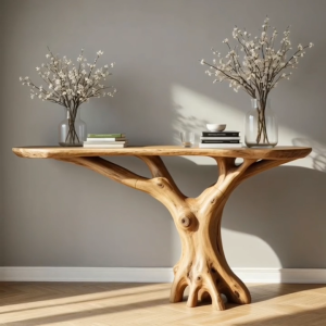 Bàn console gỗ tự nhiên – chân lũa tạo hình thân cây nghệ thuật - Mộc Nhà Nếp