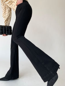 High Waist Thickened Slimming Bell Bottom Jeans for Taller Women Casual Style Denim Fabric Zipper Closure Deep Color