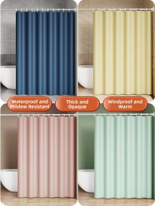  ZhenMiao |High-Quality Waterproof Heavy-Duty Shower Curtain Set No-Drilling Required