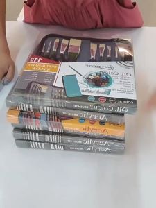 11pcs Imported nylon wool multifunctional brush paint watercolor oil painting acrylic brush with cloth bag(HP302)