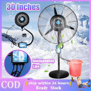 Heavy Duty Industrial Electric Fan With Cooling Mist Stand Fan Inverter Floor Electric Fan With Water Mist Humidification Cooling Atomization System Outdoor Humidifier Electric Fan 3 Speed Adjustable