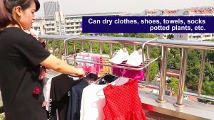 NINI Extendable Stainless Steel Towel Hanger Ampaian Drying Rack Balcony Laundry Rack Clothes Hanger 晾衣架