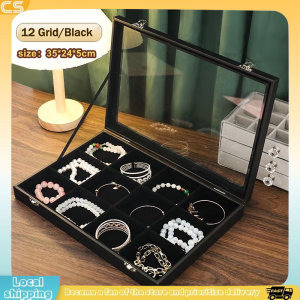 Glass Transparent Jewelry Storage Box Bracelet Earring Necklace Display Stand Buddha Beads Jade Pendant Fashion Accessories