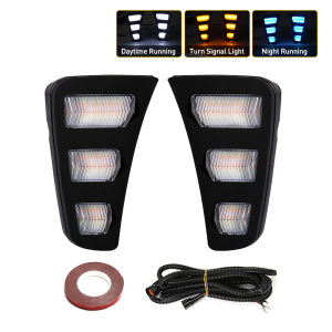 Car LED Daytime Running Light For Kia Pegas 2018 2019 Front Fog Lamp Dynamic Turn Signal Light White Yellow Blue 12V Accessories