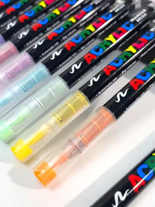 【SG Seller】Straight Liquid Acrylic Marker 12/24/36/48 Colors Soft Head diy Hand-Painted Graffiti Pen Student Art For Roc