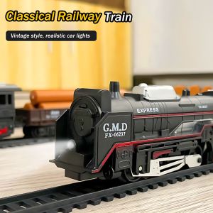Electric Freight Train Set with Light-Up Tracks STEM Railway Toy for Kids Interactive Christmas Train Gift for Boys & Girls