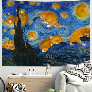 VIKAMA Kawaii Mèo Gấu Thảm Dễ Thương Thẩm Mỹ Treo Tường Tối Giản Sợi Polyester Cho Phòng Ngủ Phòng Khách Trang Trí Ký Túc Xá
