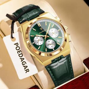 POEDAGAR Top Fashion Male Watch Waterproof Luminous Chronograph Date Quartz Men Wristwatch Leather Luxury Military Mens Watches