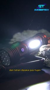 Senter LED Dengan 6 Mode Cahaya Senter Waterproof Cahaya Terang Multifungsi Flashlihght-F12
