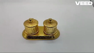 Decorative  Haldi kumkum Holder/Roli Chawal Box/Small Pooja Thali Set WeddingRakhiPuja.(4.5x1.5 inches)Rectangle shape