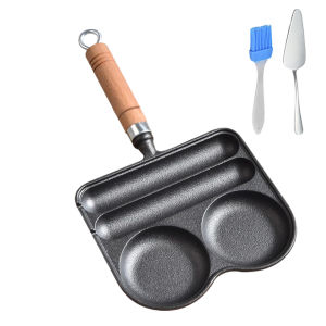 [VODF] 4-Cup Iron Egg Frying Pan with Handle Fried Egg Pan Nonstick Breakfast Skillet Compatible with Gas Stove and Induction Cooktop
