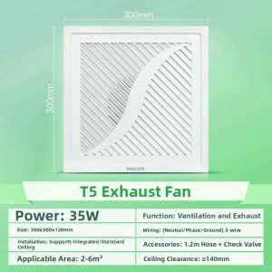 Philips | Low Noise Powerful Kitchen Ceiling Ventilation Fan 300x300mm