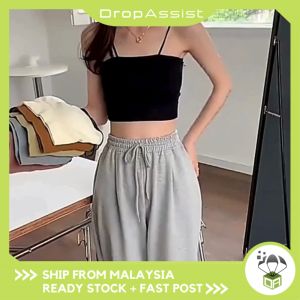 DROPASSIST 1216 FREE SIZE Slim Tank To Women Singlet Top Elastic Plain Stripe Vest With Chest Pad Inner Bra All-in-one