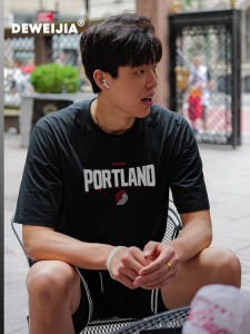 Portland Trail Blazers Basketball Short Sleeve T-Shirt Youth Casual Cotton Breathable Summer Sports Shooting Suit for Men