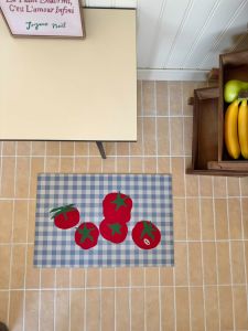 VIKAMA Korean-style Tomato Skewer Oval Bathroom Mat Simple Diatom Mud Anti-slip Water Absorbent Foot Mat Home Decoration