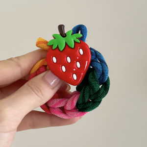 Kids Color Three-Dimensional Fruit Hair Rope Bold Woven High Elastic Hair Ring Hair Rope Baby Durable Ponytail Rubber Band