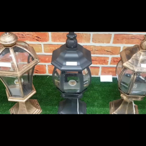 โคมหัวเสาภายนอกอลูมิเนียม E27 พร้อมหลอด