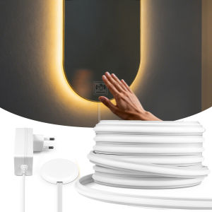 ไฟนีออนแบบมีกาวในตัว LED Strip พร้อมเซ็นเซอร์สัมผัส AC110/220V เป็น DC 24V หลอดซิลิโคน ปรับความสว่างได้ สำหรับติดใต้ตู้