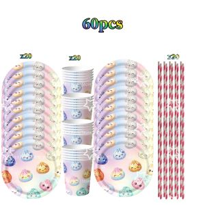 Hasbro | Steamed Buns Party Favors Supplies Paper Cup Plate Napkin Banner Backdrop Tablecloth Cartoon Dumpling Birthday Party Decoration