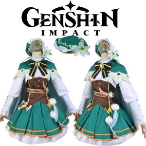 Carlanisa Anime Game Genshin Impact Cosplay Venti Costume Party Dress Wig Adult Women Halloween Carnival Cos Clothing Outfit