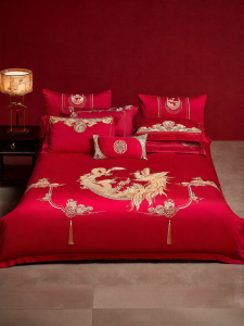 Boyang Home Textile | Wedding Dragon Phoenix Bedding Set 60S Cotton