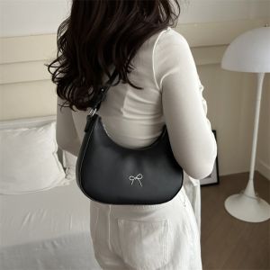 UUMIR  Design Bowknot Armpit Bag Large Capacity PU Leather Shoulder Bag Fashion Solid Color Bowknot Underarm Bag