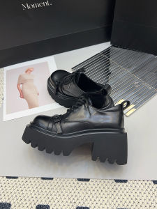 รองเท้าส้นหนาหนังแท้สำหรับผู้หญิง ทรงส้นสูง สวมใส่สบาย ทรงหัวมน ทรงหัวมน ทรงหัวมน รองเท้าส้นเดี่ยวสไตล์ยุโรป