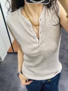 Slim Fit V-Neck Short Sleeve T-Shirt Five Buttons Base Shirt Korean Style Commute Classic Pattern Thin Summer Season