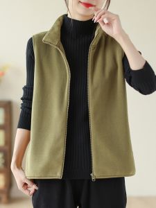 Export Export Big Brand Tail Womens Clothing Retro Stand Collar Polar Fleece Waistcoat Loose Casual Waistcoat Vest Waistcoat Women