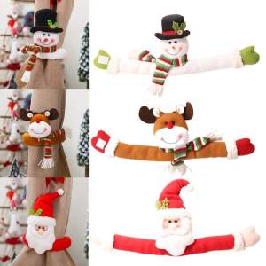 Christmas Curtain Buckle Santa Claus Snowman Curtain Tieback Holder Hold Back Fastener for Xmas Holiday Window Decor