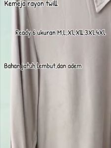 Baju Atasan Kemeja Wanita Polos Formal Rayon Twill Jumbo By Zubi Fashion Size M L XL XXL 3XL 4XL