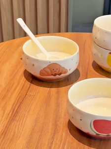 LULU 2026 Ceramic Rice Bowl Cute Fruit Croissant Design Tableware Yogurt Bowl