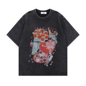 Washed Vintage Short Sleeve round Neck T-Shirt Women Loose Fit Cotton Streetwear Summer White Enhancing Casual Tee