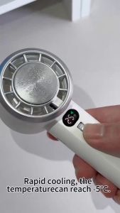 Portable Cold Compress Fan Semiconductor Cooling Mini Fan Rechargeable 3000mah Turbo Jet Fan Brushless Motor 100 Gears Adjustment Visual Wind Speed Power Display Bladeless Mini Handheld Fan Fast Cooling Long Battery Life For Commuting To Work And Outdoor