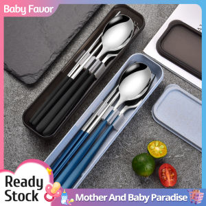 3 in 1 Chopsticks Spoon And Fork 304 Stainless Steel Portable Creative Metal Cutlery Set Chopsticks Spoon Fork/Box Essential Artifact For Student Travel Childrens Cutlery