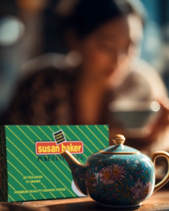 Susan Baker CEYLON TEA Bags 50 sachets – Black Tea Orange Pekoe Leaves for Teapot Mug Brewing