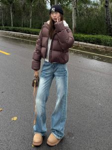 Quần Jeans Ống Loe Retro Washed Cạp Lows Ống Thẳng Dài Đến Sàn Cho Nữ Quần Jeans Denim Ống Loe Cao 175 Cm