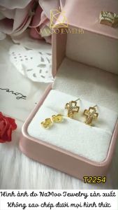 Khuyên Tai Mạ Vàng T2254 Hình Thánh Giá Đính Đá Sáng Siêu Xinh