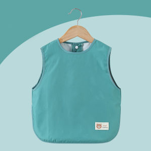 เสื้อคลุมกันเปื้อนแบบไม่มีแขนสำหรับเด็ก กันน้ำ กันด่าง เสื้อกั๊กทานอาหารสำหรับเด็ก ชุดเล่นของเล่นในครัวเรือน ชุดวาดภาพ