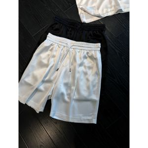 Summer Silk Acetate Smooth Cool Comfortable White Sports Casual Shorts Men Lightweight Beach Five-Quarter Mid-Pants