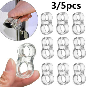 3/5PCS 8-Character Transparent Door Handle Stopper Pvc Safety Anti-Collision Ring Without Punching Door Handle Cushion Shockproof Pad Wall Furniture Protector