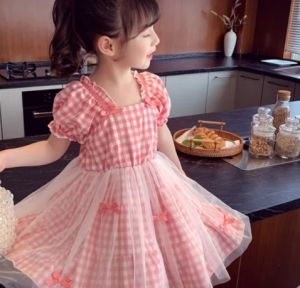 KYII Girl Dress New Summer Baby Chic Children Square Neck Dress kyii0032