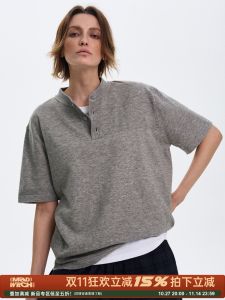 MADWITCH American Style Cleanfit Short Sleeve Knitted T-Shirt Men Casual Retro Henry Collar Top Summer Standard Fit Youth Trend