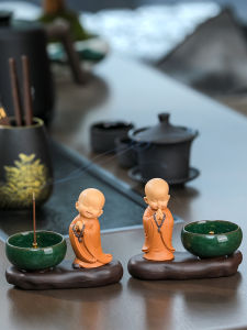 New Chinese Style Tea Pet Zen Monk Incense Burner Line Incense Tray Home Living Room Tea Tray Incense Way Incense Lantern Small Ornament