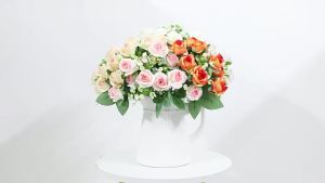 10 Heads Artificial Rose Flowers Bouquet Silk Simulation Flower for Home Ornament Dining Table Wedding Party Bride DIY Decor