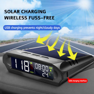 RYSJM | X98 Car GPS Sloar Meter Mounted HUD (Head-Up Display) with Temperature Speed Altitude Over-Speed Fatigued Driving Reminder